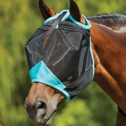 Weatherbeeta Comfitec Deluxe Fine Mesh Mask - Black/Turquoise