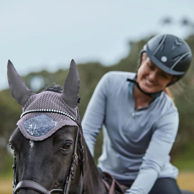 Weatherbeeta Prime Marble Shimmer Ear Bonnet - Grey/Silver Swirl Marble - Image 2