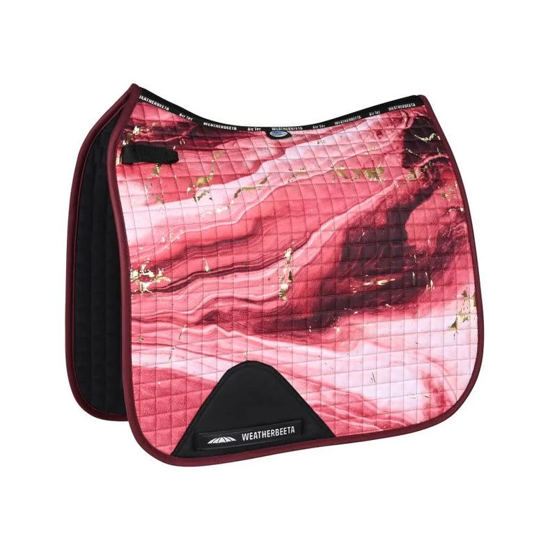 Weatherbeeta Prime Marble Shimmer Dressage Saddle Pad - Maroon/Gold Swirl Marble