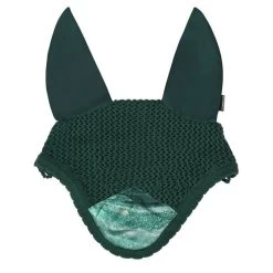 Weatherbeeta Prime Marble Shimmer Ear Bonnet - Green/Gold Swirl Marble