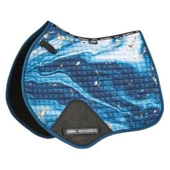 Weatherbeeta Prime Marble Shimmer Prime Saddle Pad - Navy/Gold Swirl Marble