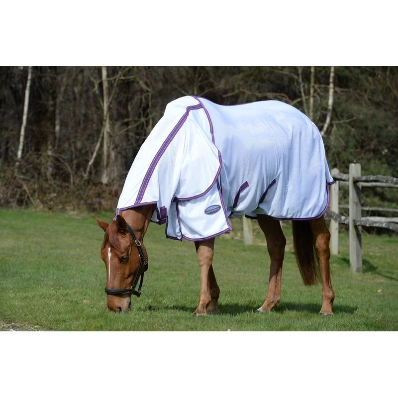 Weatherbeeta Comfitec Airflow II Detach A Neck Fly Sheet - White/Violet/Blue - Image 2