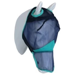 Weatherbeeta Fly Mask Comfitec Fine Mesh With Nose Navy/Turquoise