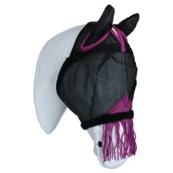 Weatherbeeta Fly Mask Comfitec Deluxe Durable Mesh With Ears And Tassels Black/Purple