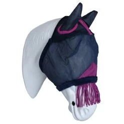 Weatherbeeta Fly Mask Comfitec Deluxe Durable Mesh With Ears And Tassels Navy/purple