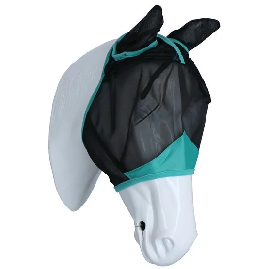 Weatherbeeta Fly Mask Comfitec Deluxe Fine Mesh With Ears Black / Turquoise