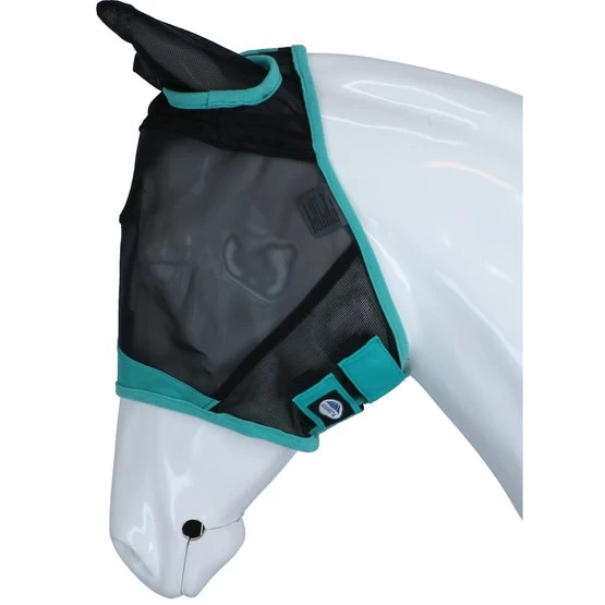 Weatherbeeta Fly Mask Comfitec Deluxe Fine Mesh With Ears Black / Turquoise - Image 3