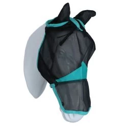 Weatherbeeta Fly Mask Comfitec Deluxe Fine Mesh With Ears And Nose Black / Turquoise