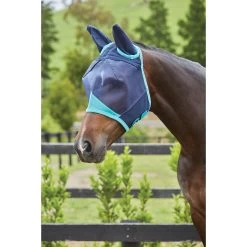 Fly Mask WeatherBeeta ComFiTec With Ears Dark Blue-Turquoise