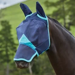 Weatherbeeta Fly Mask Weatherbeetra Fine Ears & Nose Dark Blue-Turquoise